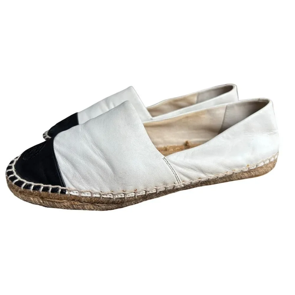 Tory Burch color-block cap-toe nappa leather espadrilles, women’s size 8